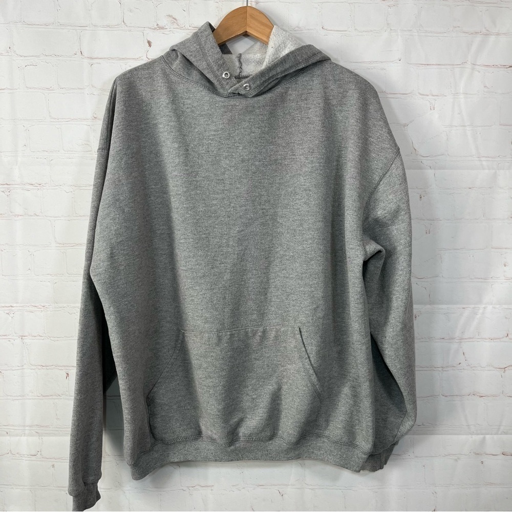 Vintage Jerzees Hoodie Womens 2X Gray Crew Sweatshirt Long Sleeve Retro